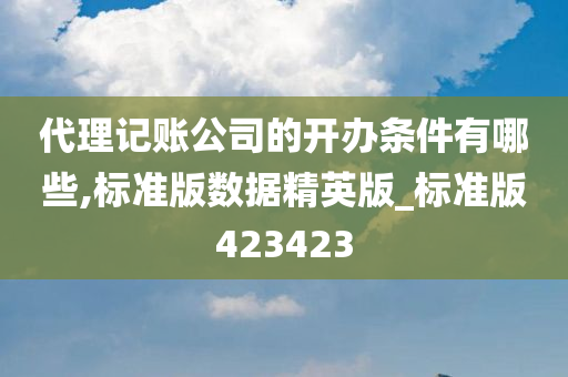 代理记账公司的开办条件有哪些,标准版数据精英版_标准版423423