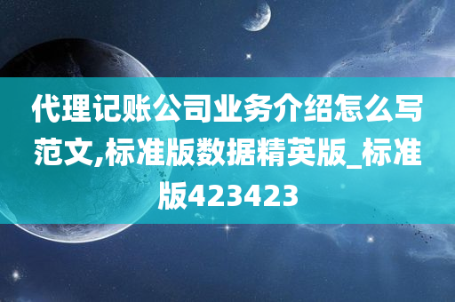 代理记账公司业务介绍怎么写范文,标准版数据精英版_标准版423423