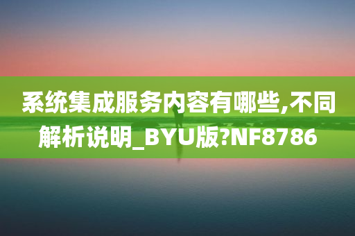 系统集成服务内容有哪些,不同解析说明_BYU版?NF8786