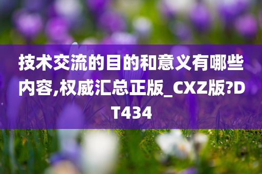 技术交流的目的和意义有哪些内容,权威汇总正版_CXZ版?DT434