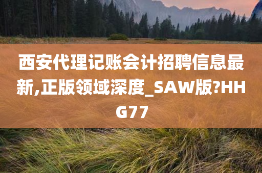 西安代理记账会计招聘信息最新,正版领域深度_SAW版?HHG77