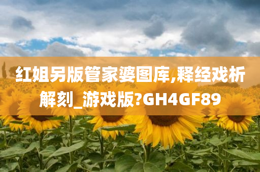 红姐另版管家婆图库,释经戏析解刻_游戏版?GH4GF89