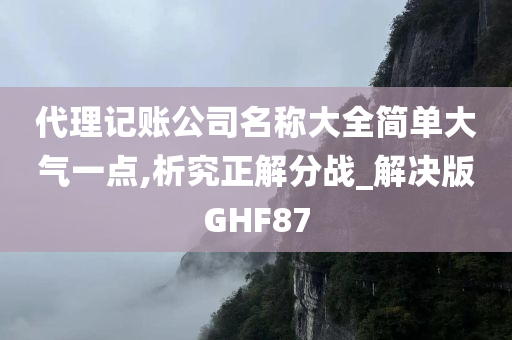 代理记账公司名称大全简单大气一点,析究正解分战_解决版GHF87