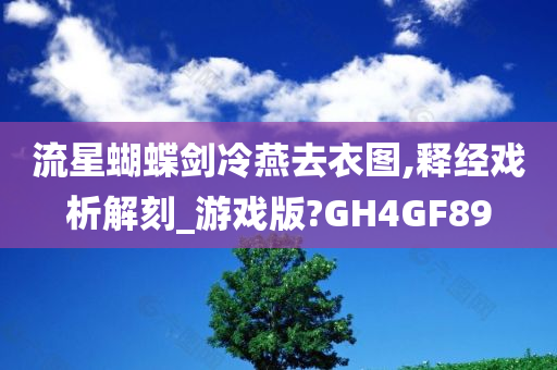 流星蝴蝶剑冷燕去衣图,释经戏析解刻_游戏版?GH4GF89