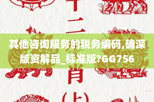 其他咨询服务的税务编码,确深版资解品_标准版?GG756