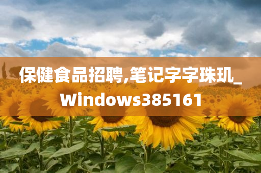 保健食品招聘,笔记字字珠玑_Windows385161