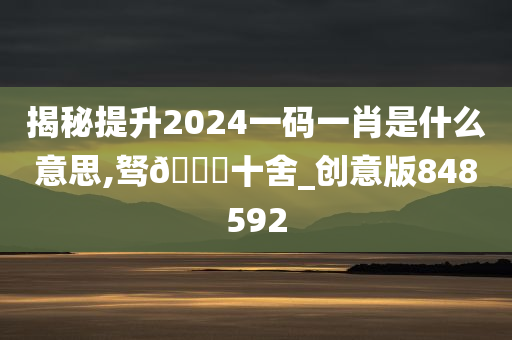 揭秘提升2024一码一肖是什么意思,驽🐎十舍_创意版848592