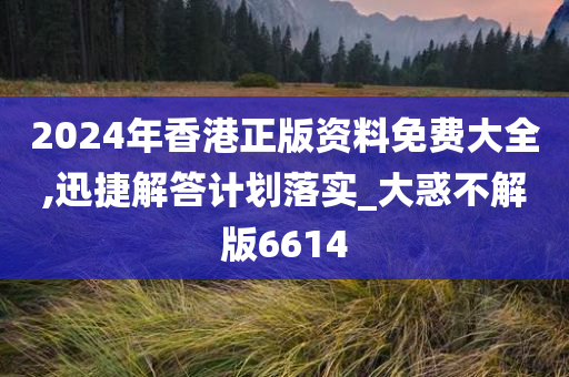 2024年香港正版资料免费大全,迅捷解答计划落实_大惑不解版6614