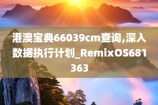 港澳宝典66039cm查询,深入数据执行计划_RemixOS681363