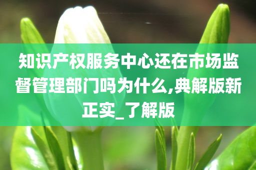 知识产权服务中心还在市场监督管理部门吗为什么,典解版新正实_了解版