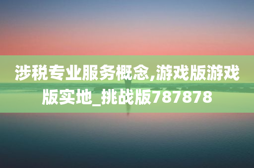 涉税专业服务概念,游戏版游戏版实地_挑战版787878