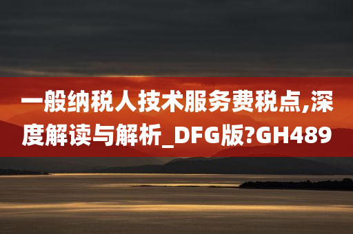 一般纳税人技术服务费税点,深度解读与解析_DFG版?GH489