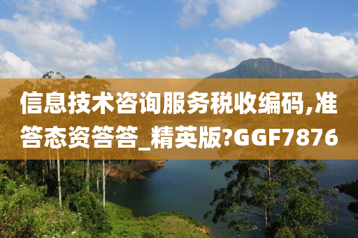 信息技术咨询服务税收编码,准答态资答答_精英版?GGF7876