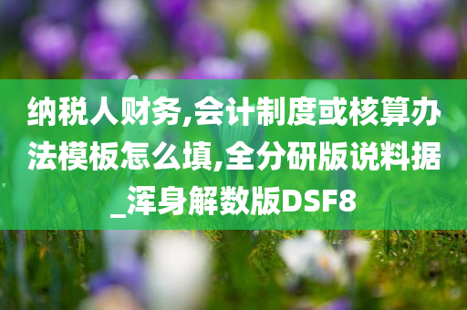 纳税人财务,会计制度或核算办法模板怎么填,全分研版说料据_浑身解数版DSF8